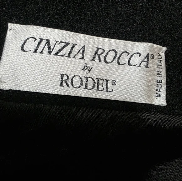 Cinzia Rocca By Rodel Black Winter Wool Coat w Fox Fur Trim Cuffs IT46/ US 16 - Picture 10 of 17